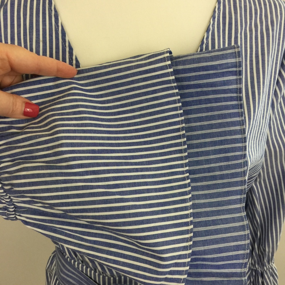 A New Day Chambray Faux Wrap Stripe Dress - Picture 3 of 8